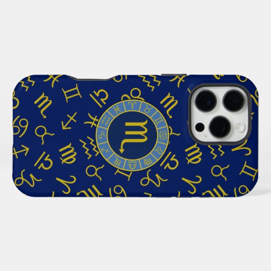 Schorpioen Zodiac + Astrologie Symbolen Patroon Gl iPhone Hoesje (Achterkant horizontaal)