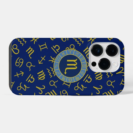 Schorpioen Zodiac + Astrologie Symbolen Patroon Gl iPhone Hoesje (Achterkant horizontaal)