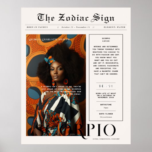 Schorpioen | Zodiac Astrology Fotokrant Poster (Voorkant)