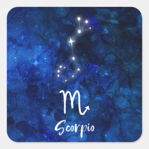 Schorpioen Zodiac Constellation Blue Galaxy Celest Vierkante Sticker