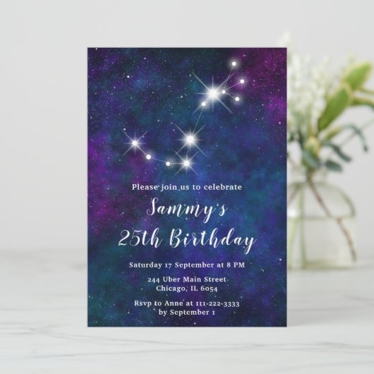 Schorpioen Zodiac Constellation Verjaardagsfeest Kaart (Staand voorkant)