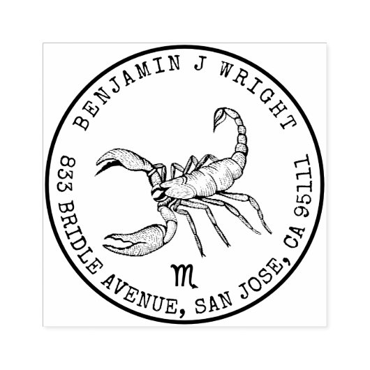 Schorpioen Zodiac Hand-getrokken kuif | Retouradre Rubberstempel (Afrduk)
