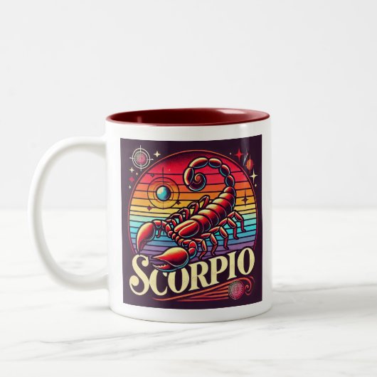 Schorpioen Zodiac Koffie Mok Retro Design (Links)