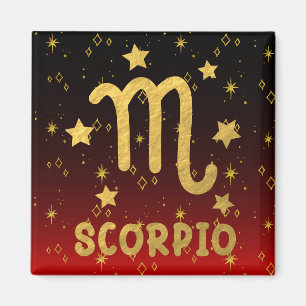 Schorpioen Zodiac Rood en Gouden Magneet