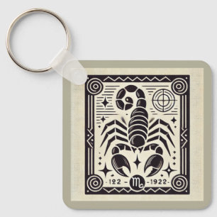 Schorpioen Zodiac Sleutelhanger Retro Zwart en Wit
