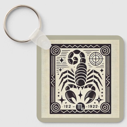 Schorpioen Zodiac Sleutelhanger Retro Zwart en Wit (Voorkant)