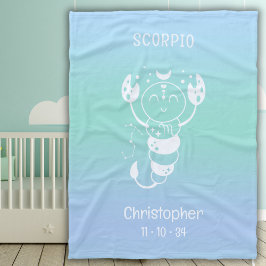 Schorpioen Zodiac Sternaam Geboorte Datum Blauw Ba Fleece Deken