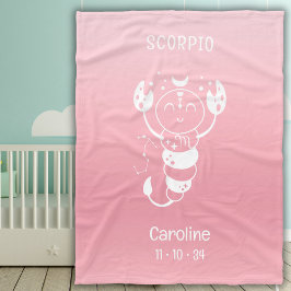 Schorpioen Zodiac Sternaam Geboortedatum Roze Baby Fleece Deken