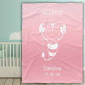 Schorpioen Zodiac Sternaam Geboortedatum Roze Baby Fleece Deken