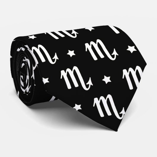 Schorpioen Zodiac Symbool en Sterren Patroon Stropdas (Opgerold)