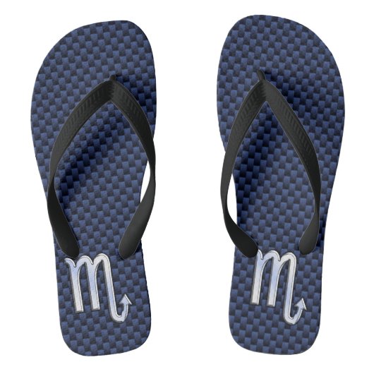 Schorpioen Zodiac Symbool Navyblauw Koolstofvezel  Teenslippers (Voetbed)