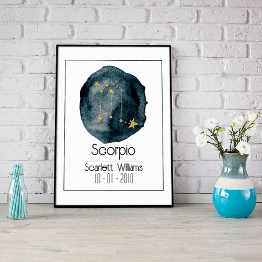 Schorpioen Zodiac teken: aangepaste naam & verjaar Poster