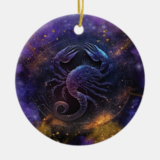 Schorpioen Zodiac Teken Waterverf Ontwerp Keramisch Ornament (Voorkant)