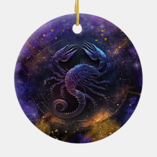 Schorpioen Zodiac Teken Waterverf Ontwerp Keramisch Ornament (Achterkant)