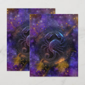 Schorpioen Zodiac Teken Waterverf Ontwerp Notitiekaartje (Voorkant / Achterkant)