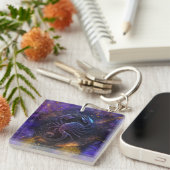 Schorpioen Zodiac Teken Waterverf Ontwerp Sleutelhanger (Voorkant Rechts)