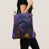 Schorpioen Zodiac Teken Waterverf Ontwerp Tote Bag (Dichtbij)
