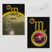SCHORPIOEN ZODIAC VERJAARDAG MONOGRAM Rode Granaat Visitekaartje (Voorkant / Achterkant)
