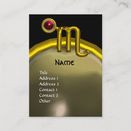 SCHORPIOEN ZODIAC VERJAARDAG MONOGRAM Rode Granaat Visitekaartje (Voorkant)