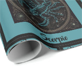 Schorpioen Zodiac Verjaardag Naam toevoegen Blauwg Cadeaupapier (Rol Hoek)