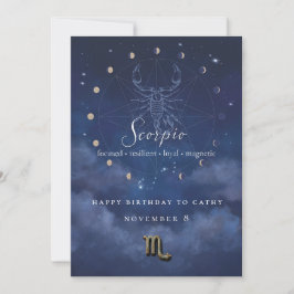 Schorpioen Zodiac Verjaardagsuitnodiging Kaart