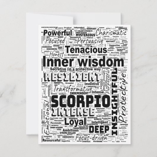 Schorpioen Zodiac Word Cloud Inspiration Flat Kaar (Voorkant)