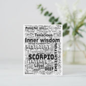 Schorpioen Zodiac Word Cloud Inspiration Flat Kaar (Staand voorkant)