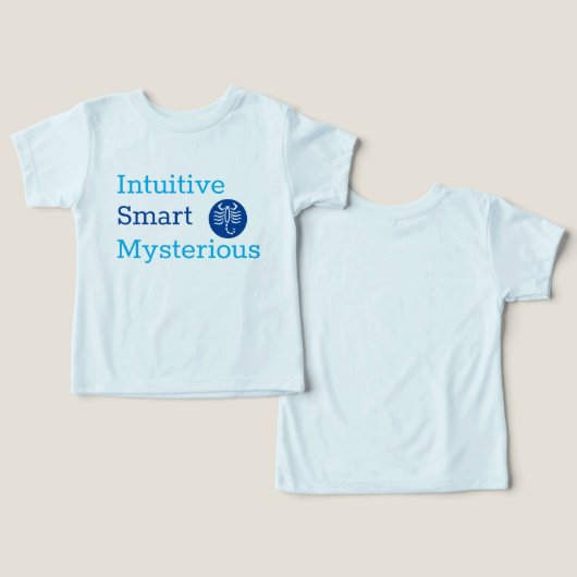 Schorpioen zodiak eigenschappen in blues (Ontwerp Voorkant & Achterkant)