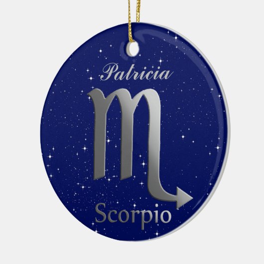 Schorpioen Zonneteken Symbool met Naam Keramisch Ornament (Links)