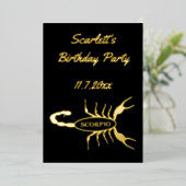 Schorpioen Zwart Schorpioen Ster Teken Aangepaste  Folie Uitnodiging (Staand Voorkant)