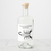 Schorpioen Zwart Schorpioen Sterteken Aangepast Likeurfles Etiket (Voorkant)