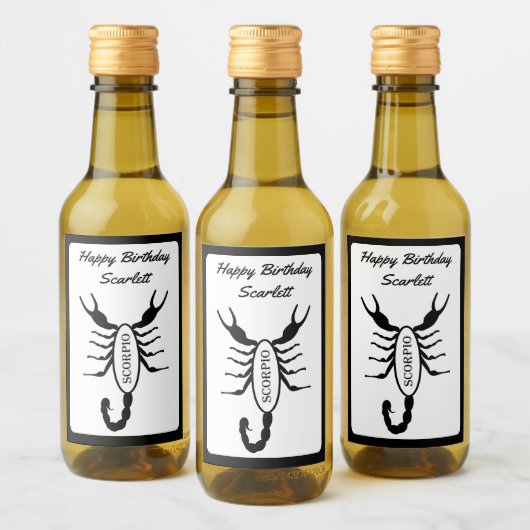 Schorpioen Zwart Schorpioen Sterteken Aangepast Wijn Etiket (Flessen)