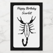 Schorpioen Zwart Schorpioen Sterteken Aangepast Wijn Etiket (Enkel label)