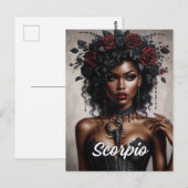 Schorpioen Zwarte Vrouw Schorpioen Gothic Art Briefkaart (Voorkant / Achterkant)