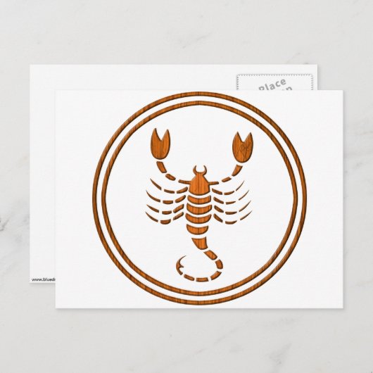 Schorpioentaal op hout Scorpus Scorpion Astrology  Briefkaart (Voorkant / Achterkant)