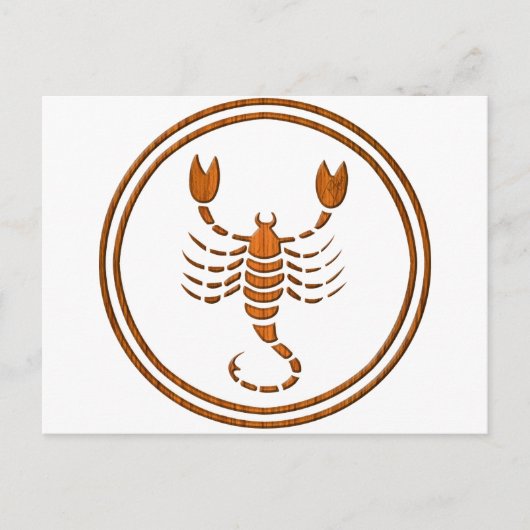 Schorpioentaal op hout Scorpus Scorpion Astrology Briefkaart (Voorkant)
