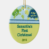 Schorrelreef Ocean Pond gepersonaliseerde naam Keramisch Ornament (Rechts)