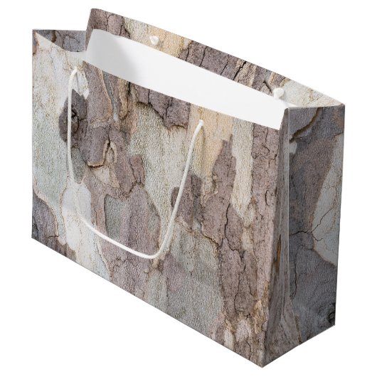 Schors van de vlakke boom large cadeautasje (Voorkant Gekanteld)