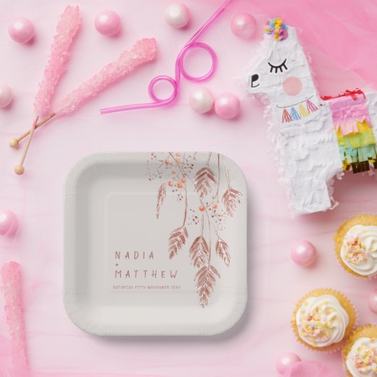 Schorsbessen bruine terracotta bruiloft papieren bordje (Feest)