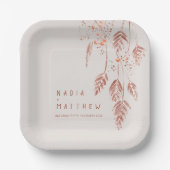 Schorsbessen bruine terracotta bruiloft papieren bordje (Voorkant)