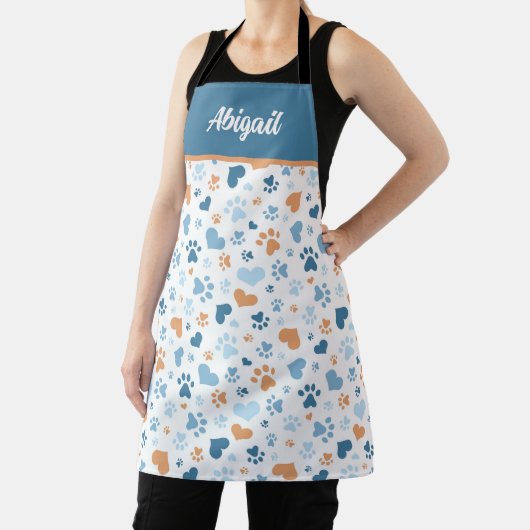 Schort Aangepaste blauwe harten en schilderafdrukk (Insitu)