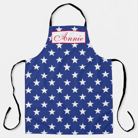 Schort aanpassen - White Stars Blue BG (Voorkant)