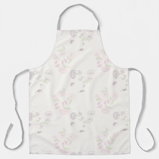 Schort allover print roze Paarse Water Lily Foral (Voorkant)