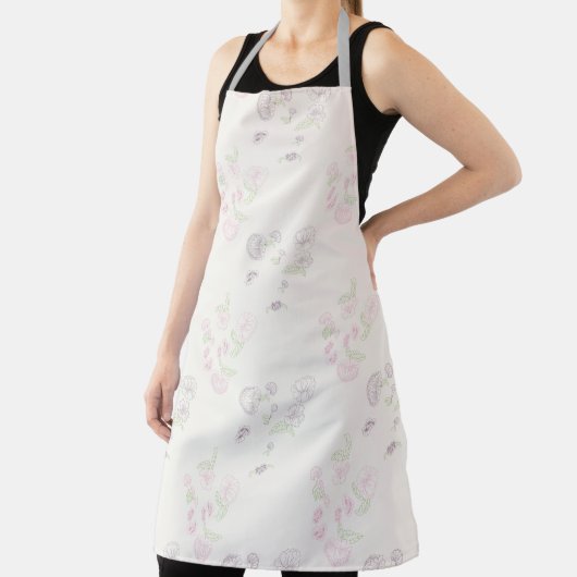 Schort allover print roze Paarse Water Lily Foral (Insitu)