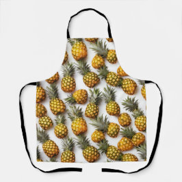 Schort - Ananas in een rasterpatroon, voedselthema