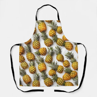 Schort - Ananas in een rasterpatroon, voedselthema