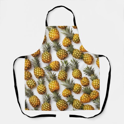 Schort - Ananas in een rasterpatroon, voedselthema (Voorkant)