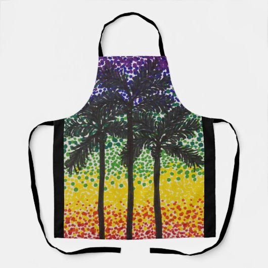 Schort (ao) - Palmbomen en Rainbow Sky (Voorkant)