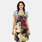 Schort ART Print Vrouwen met Bloemenkrans (Gedragen)