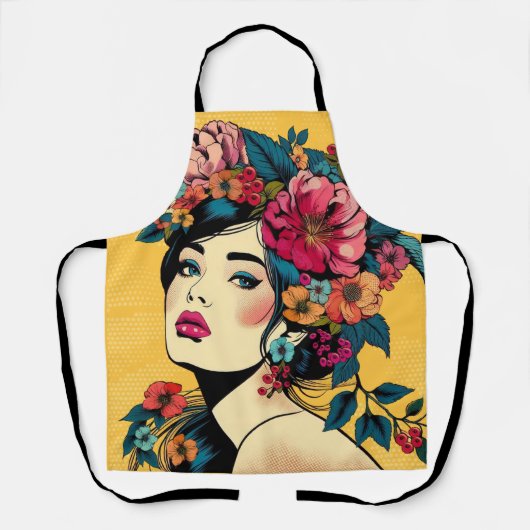 Schort ART Print Vrouwen met Bloemenkrans (Voorkant)